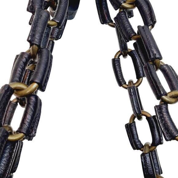 Vintage Betsy Johnson Chains Studs Croc Print Leather Multi-Sectional Punk Bag - Picture 5 of 16